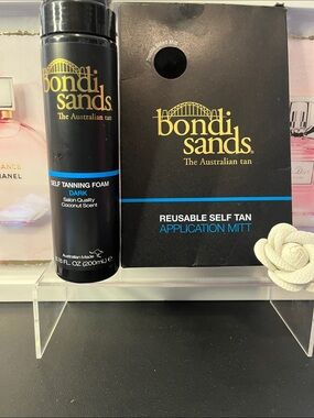 BONDI SANDS Black & Gold Self Tanning Foam W/reusable Black Application Mitt NWT